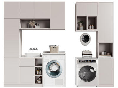 现代阳台洗衣机收纳储物柜