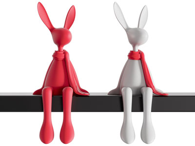 现代陶瓷兔子摆件组合