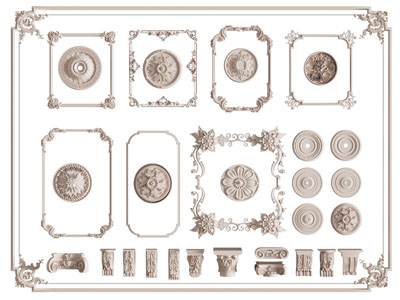法式雕花石膏线条 灯盘 柱头 柱托