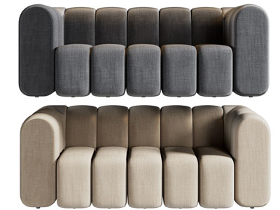 现代布艺多人沙发