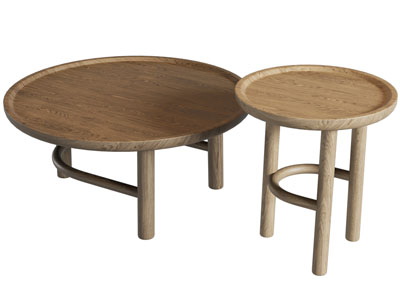 北欧实木圆形茶几边几3d模型 北欧实木圆形茶几边几