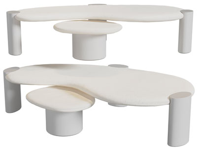 侘寂风拼接异形茶几边几3d模型 侘寂风拼接异形茶几边几