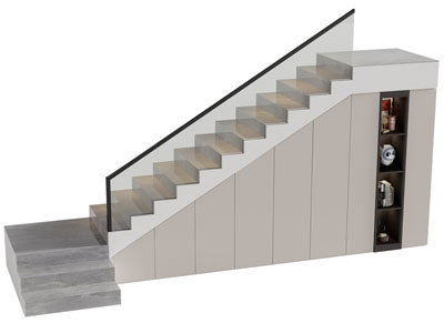 现代带储物柜的楼梯3d模型 现代带储物柜的楼梯