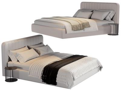 现代布艺双人床