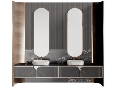 现代轻奢双盆洗手台