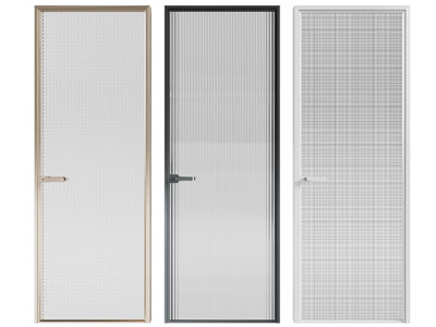 现代夹丝玻璃平开门
