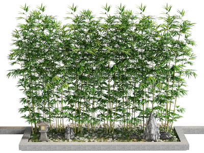 新中式花坛竹子 地灯 石子景观园艺小品