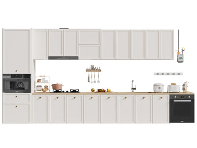 现代实木橱柜 锅具 厨具