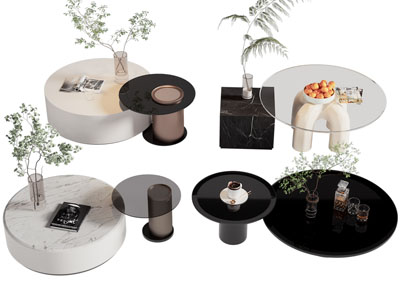 现代圆形边几 茶几3d模型 现代圆形边几 茶几