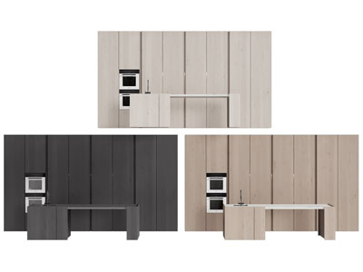 现代实木橱柜 厨房中岛台