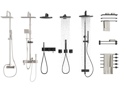 现代淋浴花洒 毛巾架