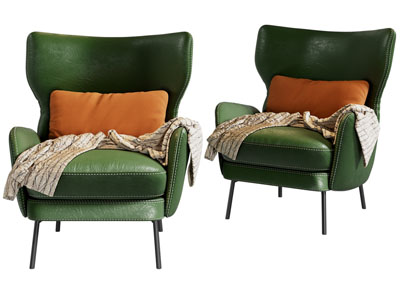 北欧绿色休闲椅子