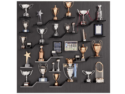 现代奖杯奖牌展览墙3d模型 现代奖杯奖牌展览墙