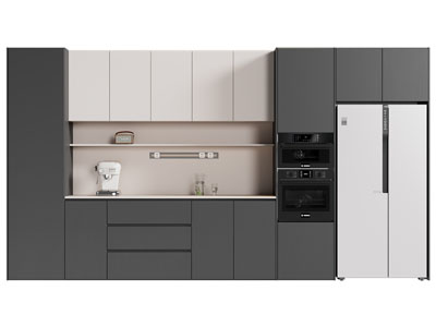 现代嵌入冰箱 烤箱的橱柜 高柜
