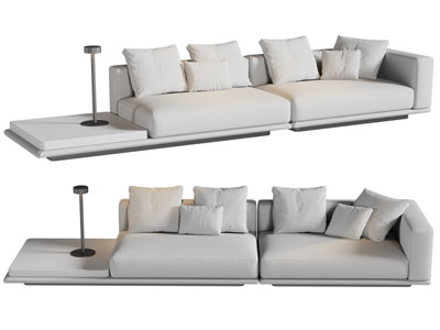 现代布艺多人沙发