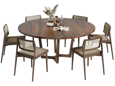 北欧实木圆形餐桌椅组合