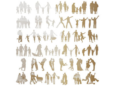 现代家庭亲子剪影 墙饰