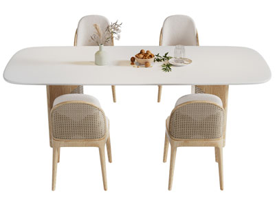 侘寂风长方形餐桌椅组合