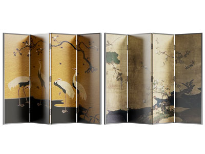 新中式仙鹤图案的屏风