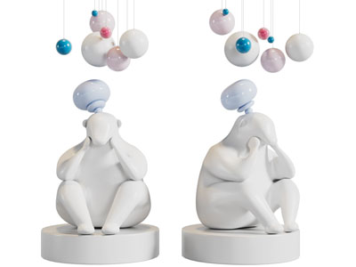 现代抽象雕塑雕刻摆件组合