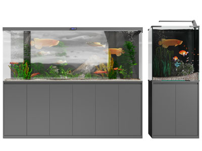 现代带收纳柜的鱼缸水族