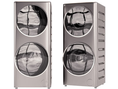 现代滚筒子母洗衣机3d模型 现代滚筒子母洗衣机