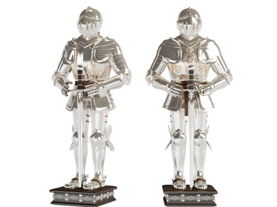 欧洲武士 盔甲 雕塑摆件3d模型 欧洲武士 盔甲 雕塑摆件