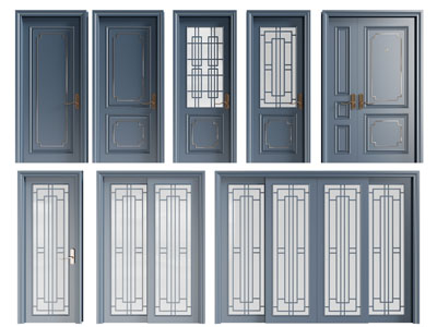 新中式单扇 子母入户平开门 推拉门