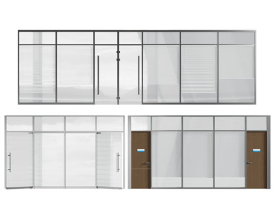 现代办公玻璃大门 双开门 平开门