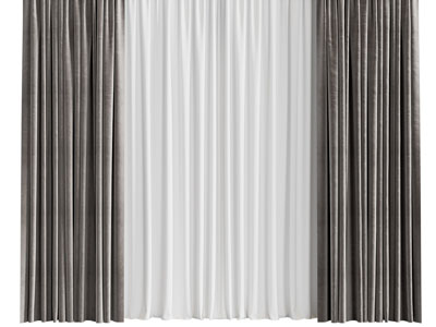 现代布艺窗帘窗纱3d模型 现代布艺窗帘窗纱