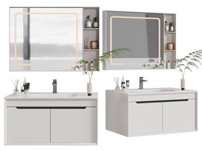 现代洗手台、镜柜