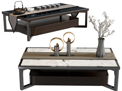 新中式长方形茶几3d模型 新中式长方形茶几