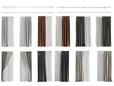 现代布艺拼接窗帘窗纱3d模型 现代布艺拼接窗帘窗纱