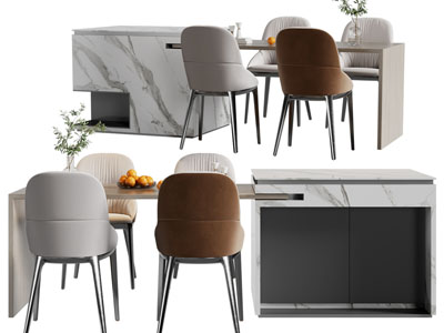 现代带吧台的餐桌椅组合