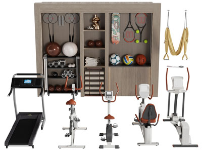 现代跑步机、椭圆机、健身器材 体育设备3d模型 现代跑步机、椭圆机、健身器材 体育设备