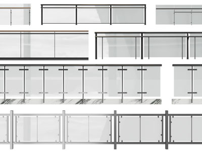 现代玻璃隔断、护栏、栏杆3d模型 现代玻璃隔断、护栏、栏杆