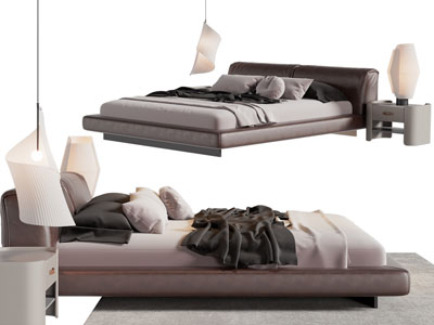 现代双人床 床头柜