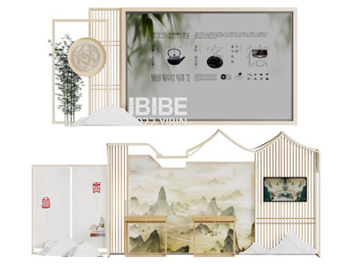 新中式广告牌、指示牌3d模型 新中式广告牌、指示牌