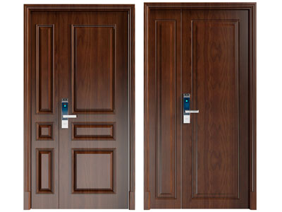 现代带密码锁的子母入户平开门