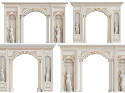 欧式门套垭口、门拱组合3d模型 欧式门套垭口、门拱组合