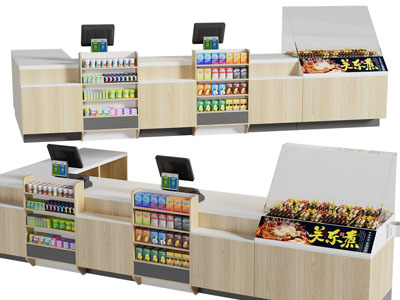 现代超市便利店收银台3d模型 现代超市便利店收银台