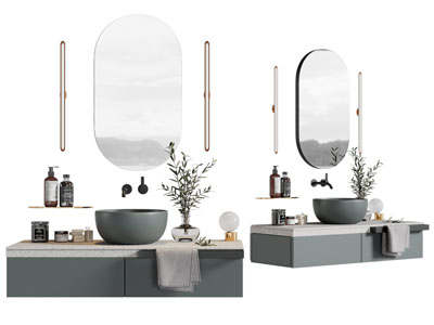 现代洗手台 镜子 浴室柜