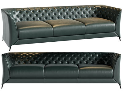 现代皮质软包靠背多人沙发