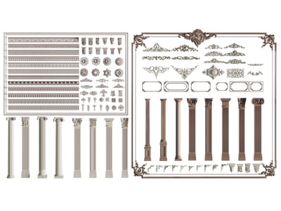 欧式雕花、角线、罗马柱子3d模型 欧式雕花、角线、罗马柱子