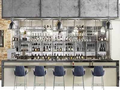 工业风loft酒吧吧台吧椅