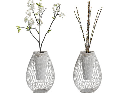 现代网状花瓶花卉摆件组合