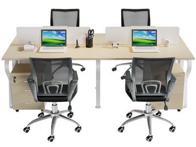 现代四人位办公桌椅组合