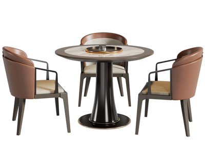 现代圆形商务休闲桌椅组合