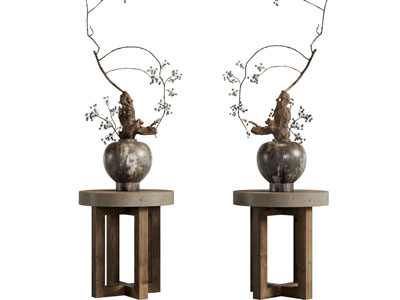 侘寂风花瓶花卉