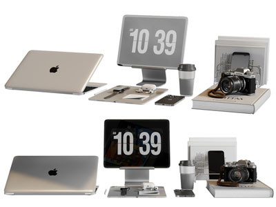 现代平板、笔记本电脑、手机摆件组合3d模型 现代平板、笔记本电脑、手机摆件组合